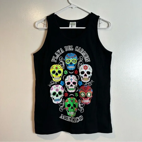 REEF Sugar Skull Day Of The Dead Dia De Los Muertos Mexico Graphic Tank Top - Picture 4 of 11
